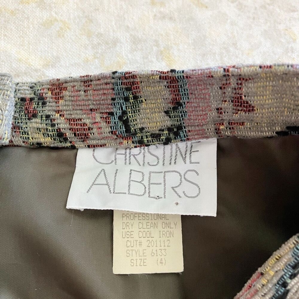 VTG Christine Albers Size XXS 00 Tapestry Pencil Skirt Paisley Lined 80s 90s USA - Picture 3 of 8
